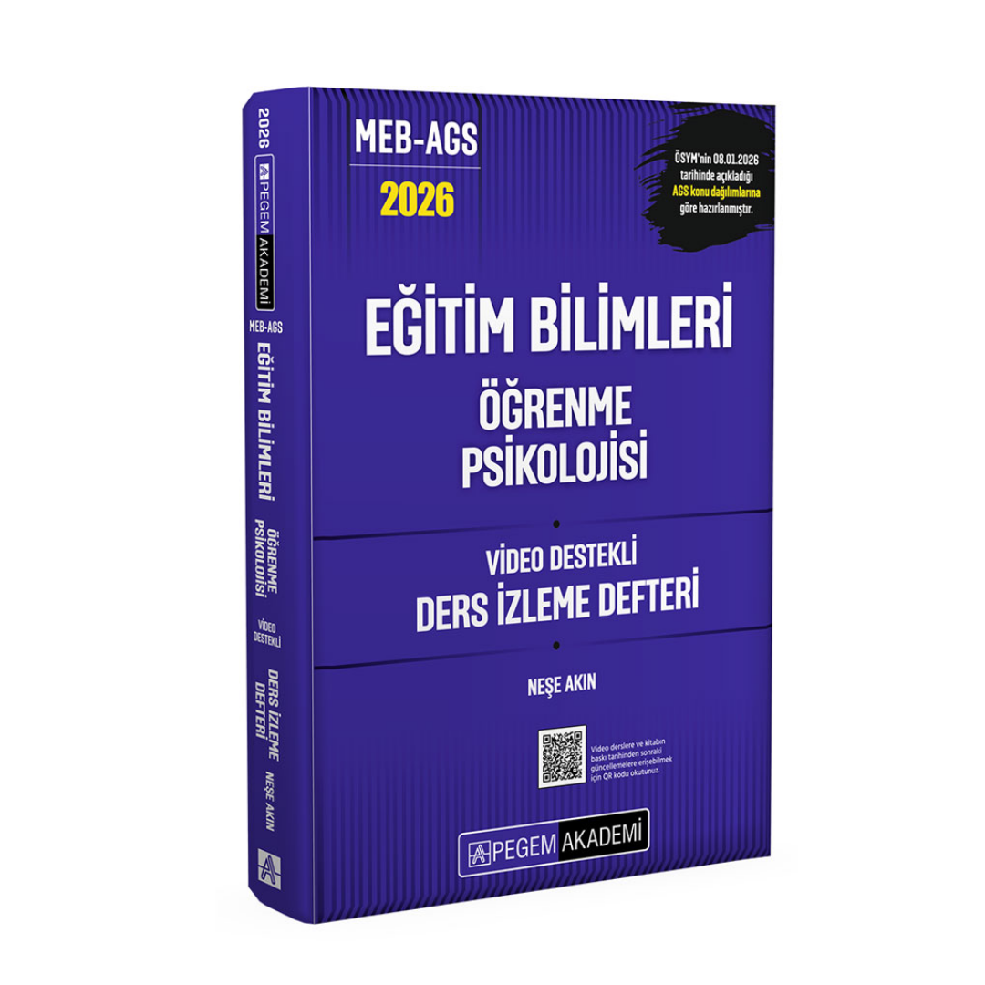 2026 MEB AGS Eğitim Bilimleri Öğrenme Psikolojisi Video Destekli Ders İzleme Defteri Pegem Yayınları