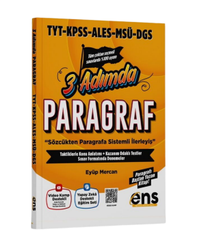 ENS Yayınları TYT KPSS ALES MSÜ DGS Paragraf 3 Adımda Konu Özetli Soru Bankası