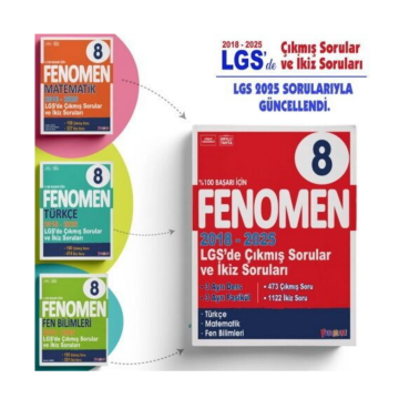 Fenomen Okul Yayınları 8. Sınıf LGS Çıkmış Sorular ve İkiz Soruları Seti 2018 2025