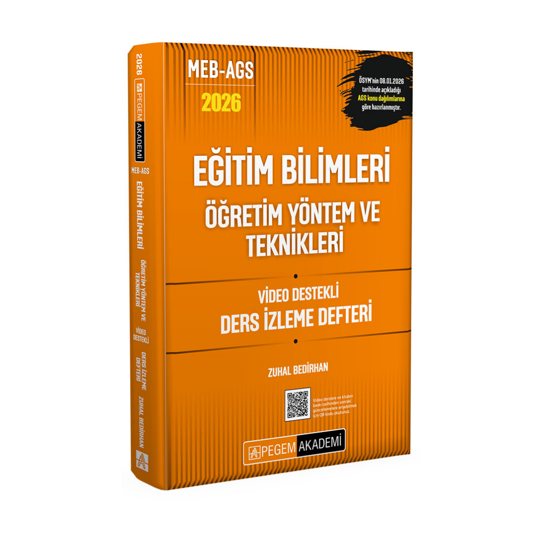 2026 MEB AGS Eğitim Bilimleri Öğretim Yöntem ve Teknikleri Video Destekli Ders İzleme Defteri Pegem Yayınları