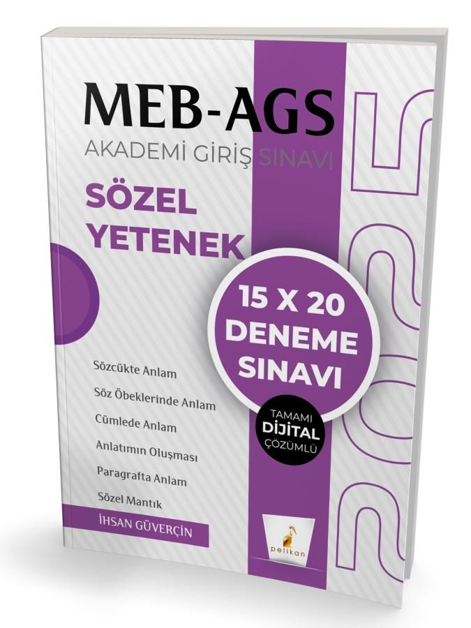 MEB - AGS Hazırlık Sözel Yetenek 15x20 Tamamı Dijital Çözümlü Deneme Sınavı Pelikan Yayınları