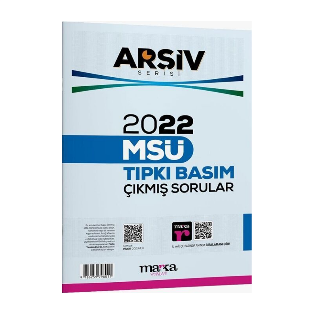 2022 MSÜ Arşiv Serisi Tıpkı Basım Çıkmış Sorular Tamamı Video Çözümlü Marka Yayınları