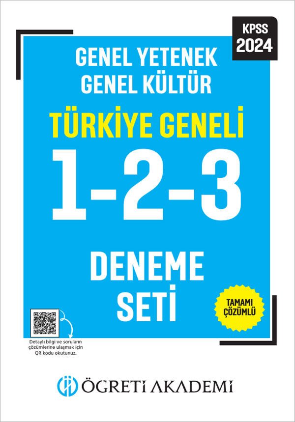 Öğreti Akademi 2024 KPSS Genel Yetenek Genel Kültür Tamamı Çözümlü Türkiye Geneli 1-2-3 (3'lü Deneme