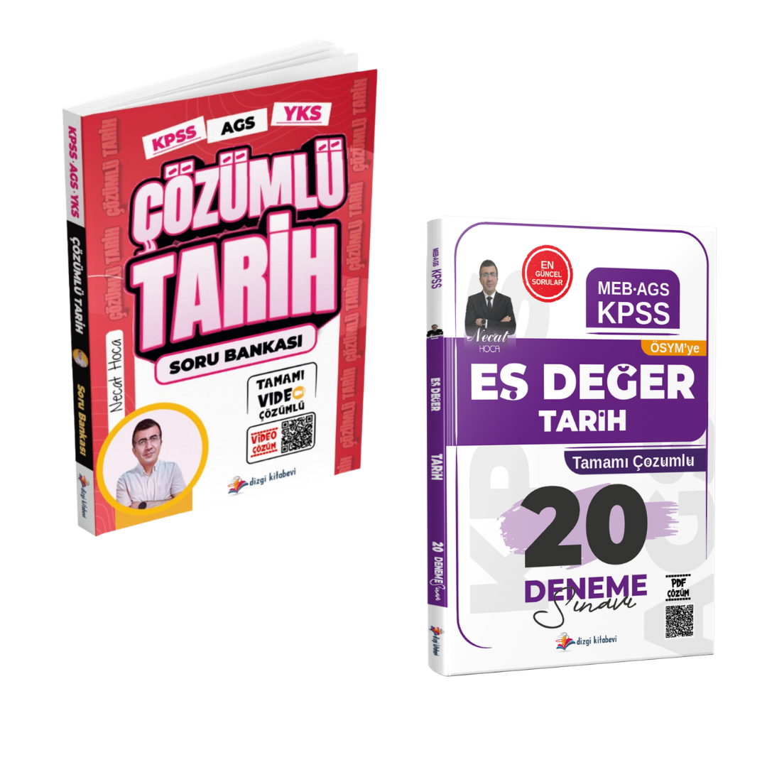 Dizgi Kitap KPSS MEB AGS Çözümlü Tarih Soru Bankası & KPSS MEB AGS ÖSYM'YE Eş Değer Tarih 20 Deneme Sınavı Necat Hoca Seti