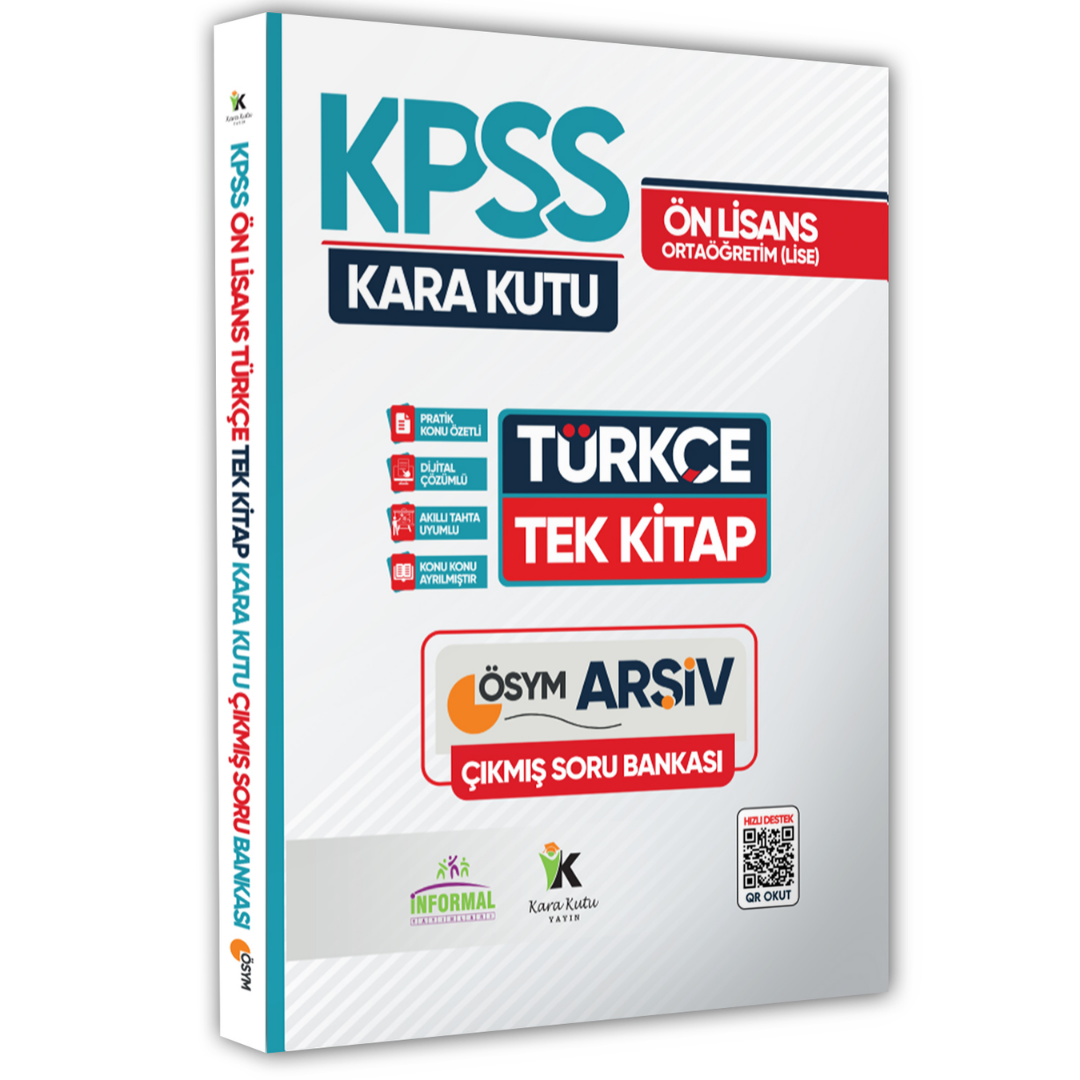 KPSS Önlisans-Ortaöğretim Türkçenin Kara Kutusu Tek Kitap Çıkmış Soru Bankası Dijital Çözümlü İnformal Yayınları
