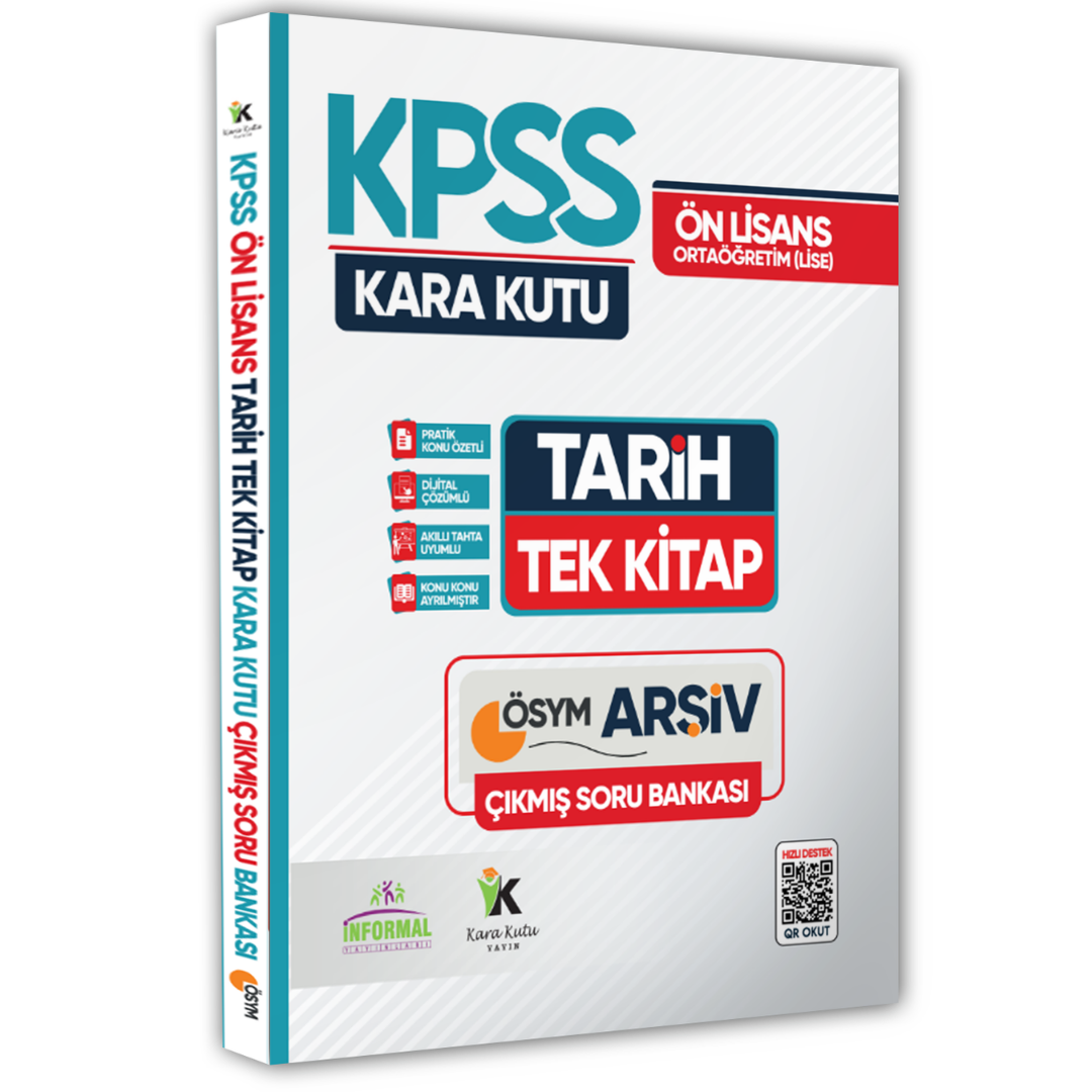 KPSS Önlisans-Ortaöğretim Tarihin Kara Kutusu TEK KİTAP ÖSYM Çıkmış Soru Bankası Dijital Çözümlü İnformal Yayınları