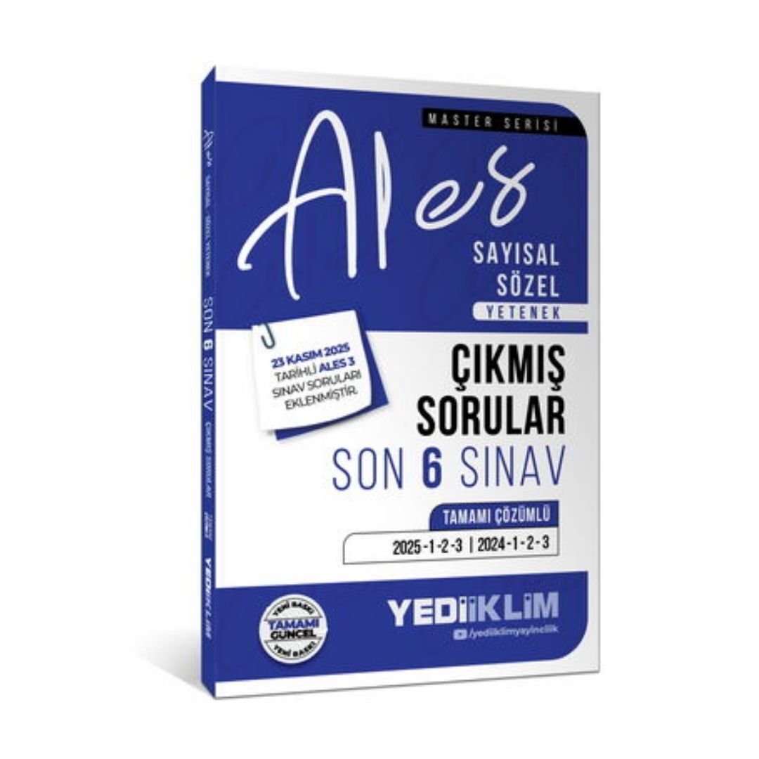 2026 ALES Sayısal Sözel Yetenek Tamamı Çözümlü Son 6 Sınav Çıkmış Sorular (23 Kasım 2025 Ales-3 Ekli) Yediiklim Yayınları