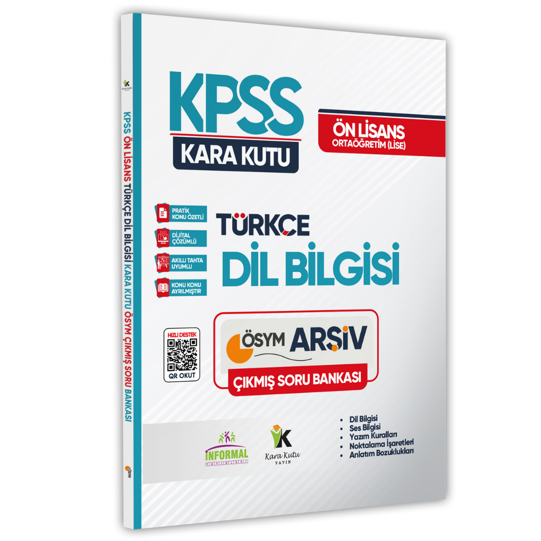 KPSS Önlisans-Ortaöğretim Türkçenin Kara Kutusu DİL BİLGİSİ ÖSYM Çıkmış Soru Bankası Dijital Çözüm İnformal Yayınları