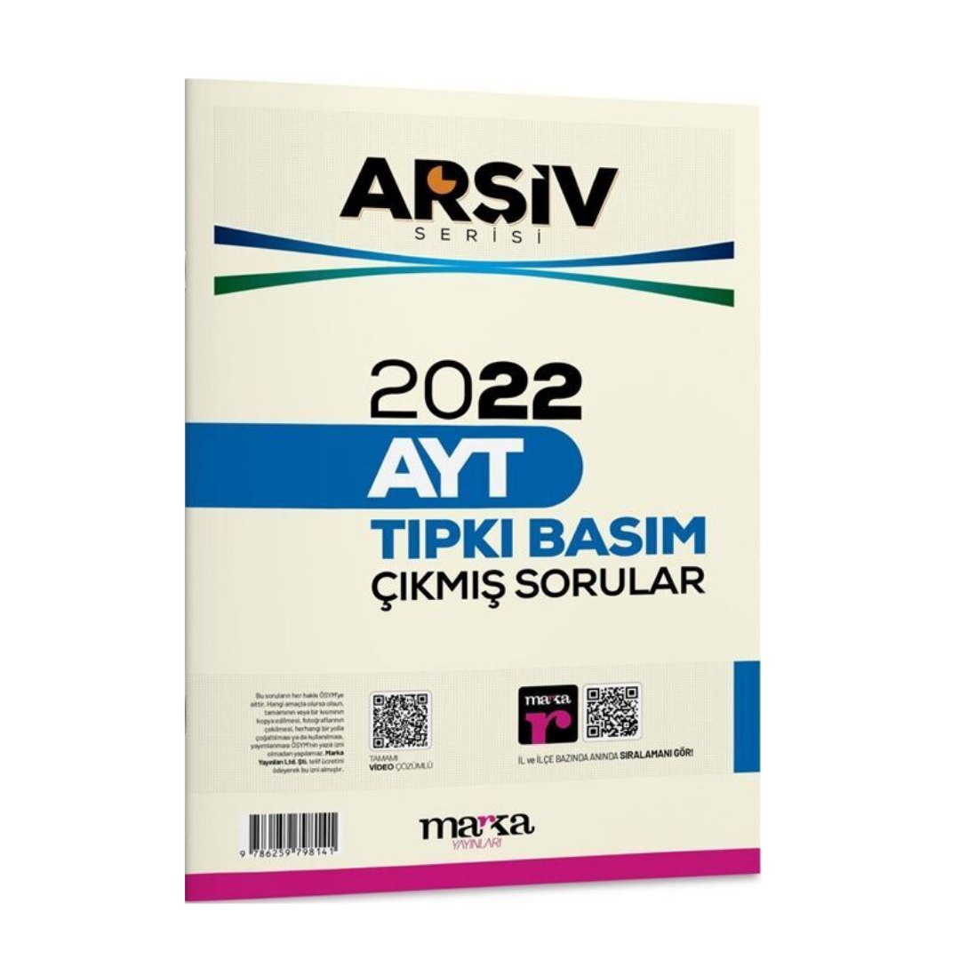2022 AYT Arşiv Serisi Tıpkı Basım Çıkmış Sorular Tamamı Video Çözümlü Marka Yayınları