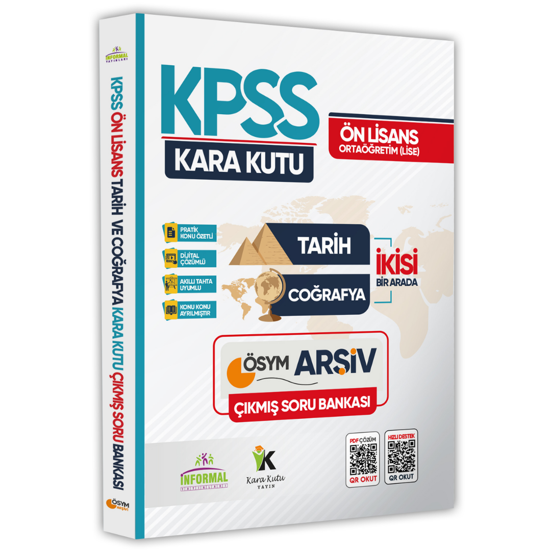 KPSS Önlisans-Ortaöğretim Tarih ve Coğrafyanın Kara Kutusu ÖSYM Çıkmış Soru Bankası Dijital Çözümlü İnformal Yayınları