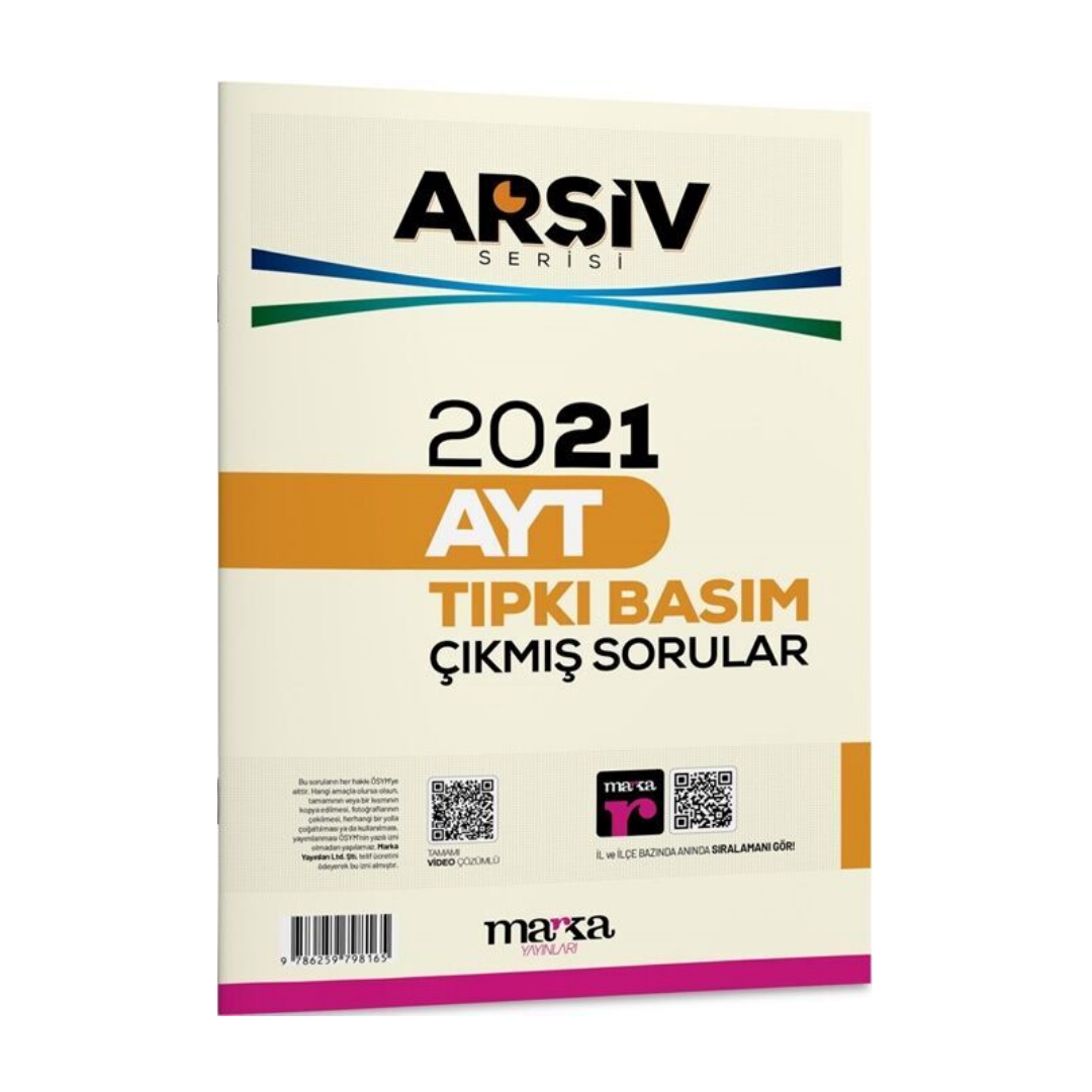 2021 AYT Arşiv Serisi Tıpkı Basım Çıkmış Sorular Tamamı Video Çözümlü Marka Yayınları