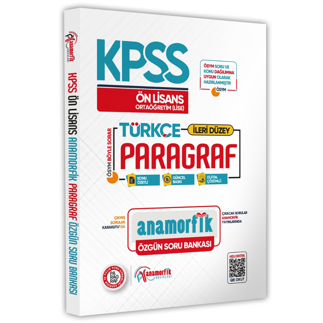 KPSS Önlisans-Ortaöğretim Türkçe Anamorfik PARAGRAF Özgün Soru Bankası Dijital Çözümlü İnformal Yayınları