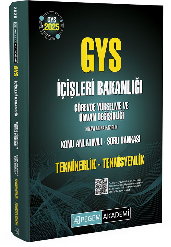 2025 GYS İçişleri Bakanlığı Görevde Yükselme Ve Ünvan Değişikliği Sınavlarına Hazırlık Teknikerlik-Teknisyenlik Konu Anlatımlı Soru Bankası Pegem Yayınları
