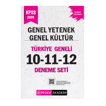 Pegem Akademi 2026 KPSS Genel Yetenek Genel Kültür Tamamı Çözümlü Türkiye Geneli 10-11-12 (3'lü Deneme Seti)