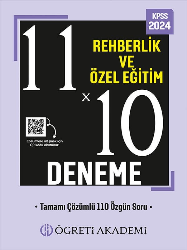 ÖĞRETİ AKADEMİ 2024 KPSS Eğitim Bilimleri 11X10 Rehberlik ve Özel Eğitim Deneme