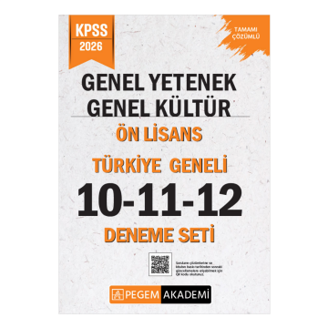 Pegem Akademi 2026 KPSS Genel Yetenek Genel Kültür Ön Lisans Tamamı Çözümlü Türkiye Geneli 10-11-12 (3'lü Deneme Seti)