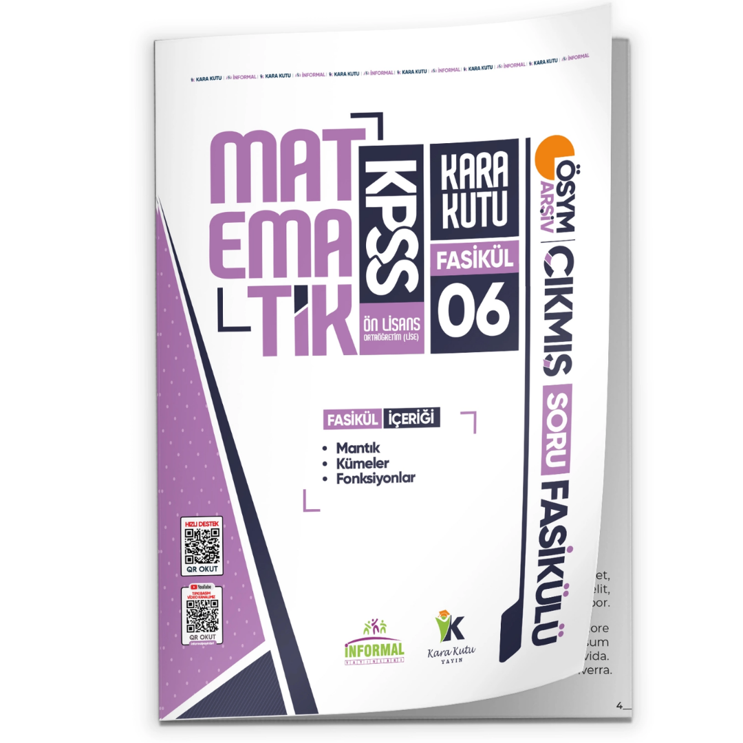 2026 KPSS Ön Lisans Matematik Kara Kutu 6.Fasikül ÖSYM Çıkmış Soru MANTIK-KÜMELER-FONKSİYONLAR İnformal Yayınları