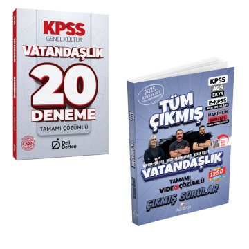 Dizgi Kitap 2026 Vatandaşlık Tüm Sınavlar Tamamı Video Çözümlü Çıkmış Sorular ve KPSS Vatandaşlık 20 Deneme Çözümlü Deli Defteri Yayınları Seti