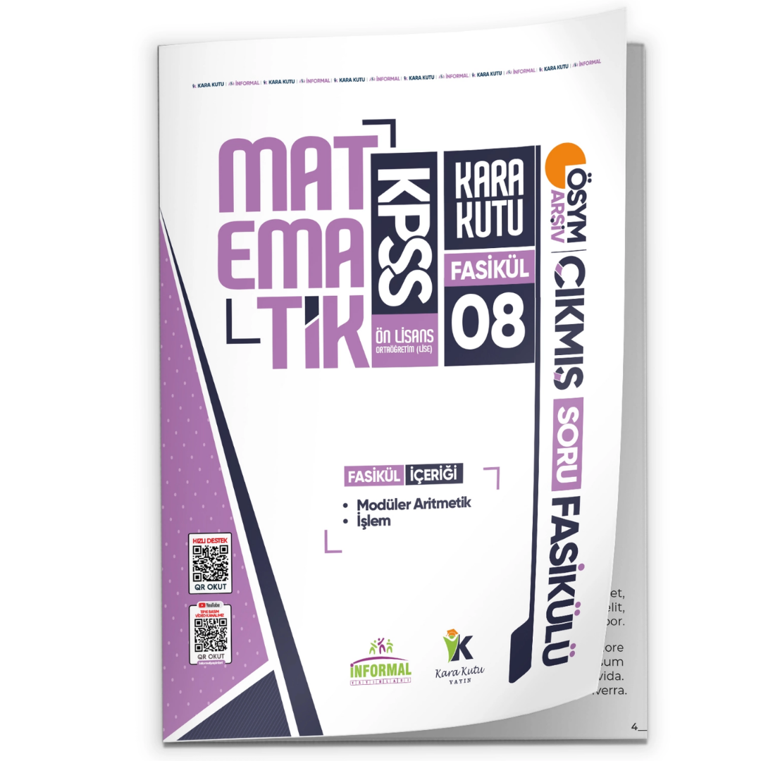 2026 KPSS ÖnLisans Matematik Kara Kutu Akademik 8.Fasikül ÖSYM Çıkmış Soru İşlem Modüler Fasikülü İnformal Yayınları