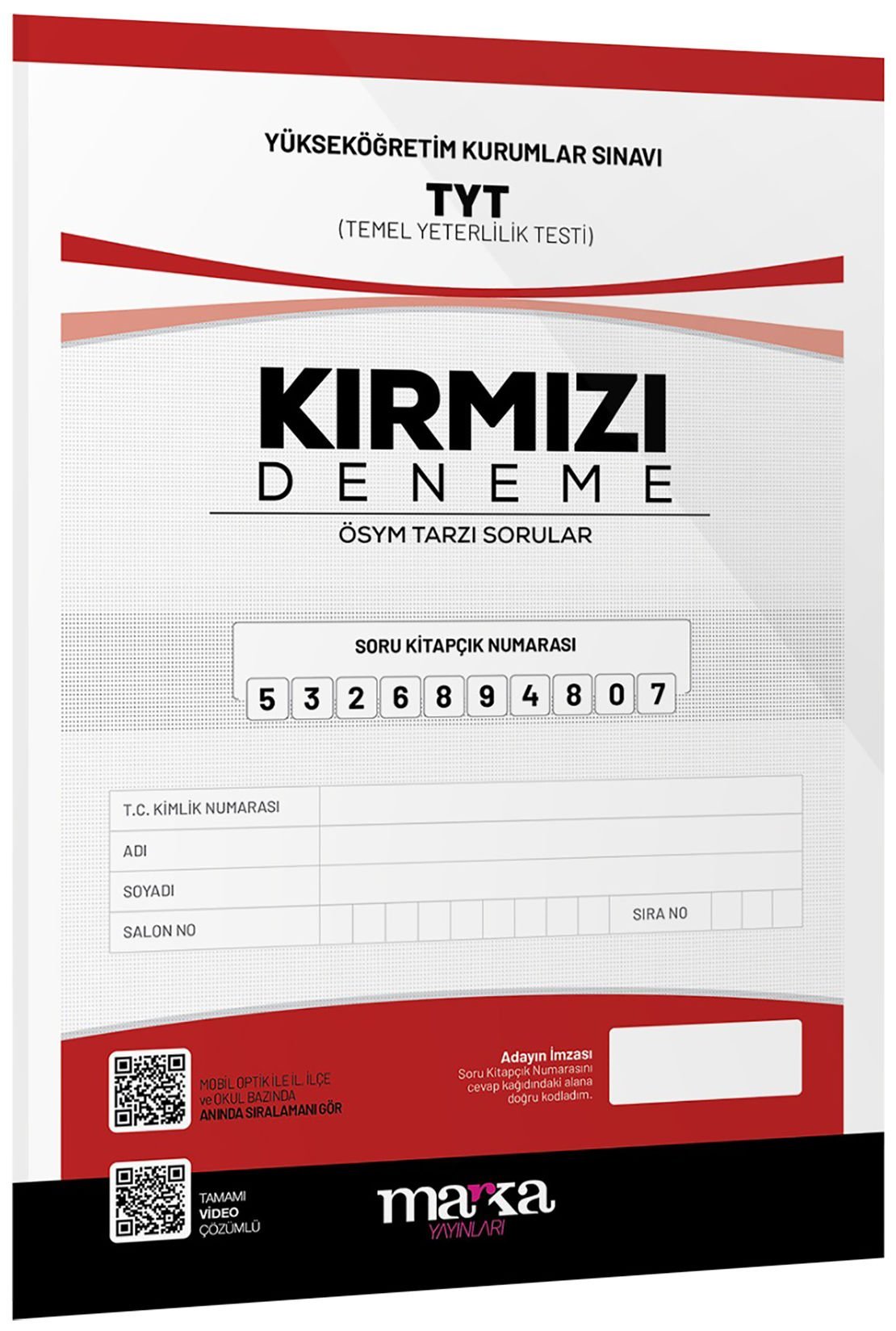 2026 TYT Yeni Nesil Kırmızı Deneme Tamamı Video Çözümlü Marka Yayınları