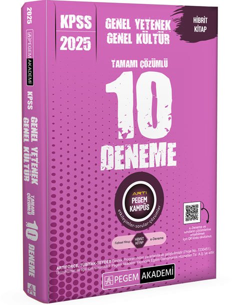 2025 KPSS Genel Yetenek Genel Kültür Tamamı Çözümlü 10 Deneme Pegem Yayınları