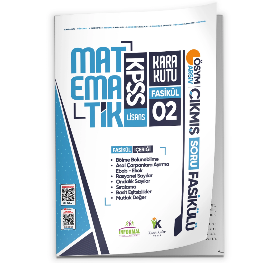 2026 KPSS Matematik Kara Kutu 2.Fasikül ÖSYM Çıkmış Soru BÖLME BÖLÜNEBİLME MUTLAK DEĞER Modüler Set İnformal Yayınları