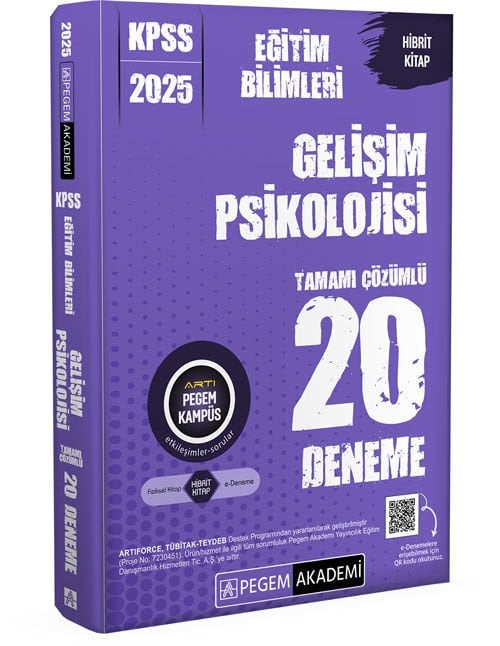 2025 KPSS Eğitim Bilimleri Gelişim Psikolojisi Tamamı Çözümlü 20 Deneme Pegem Yayınları