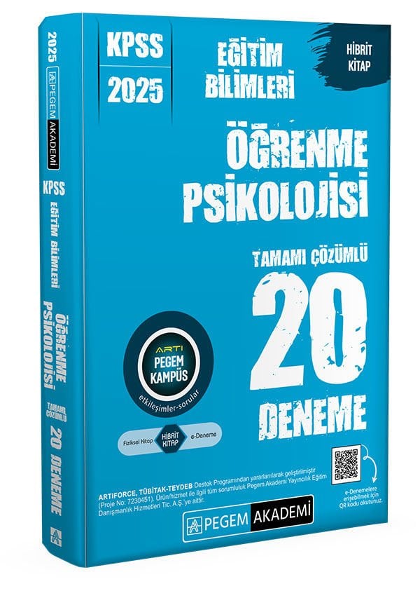 2025 KPSS Eğitim Bilimleri Öğrenme Psikolojisi Tamamı Çözümlü 20 Deneme Pegem Akademi