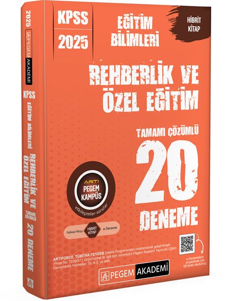 2025 KPSS Eğitim Bilimleri Rehberlik ve Özel Eğitim Tamamı Çözümlü 20 Deneme Pegem Akademi