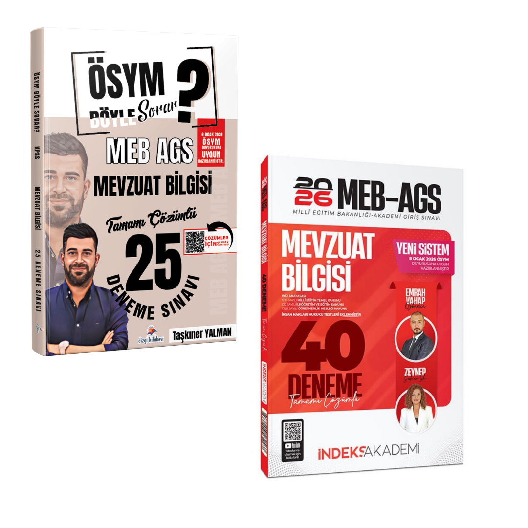 Dizgi Kitap ÖSYM Böyle Sorar 2026 MEB AGS Mevzuat Bilgisi 25 Deneme & MEB-AGS Mevzuat Bilgisi 40 Deneme İndeks Akademi Seti