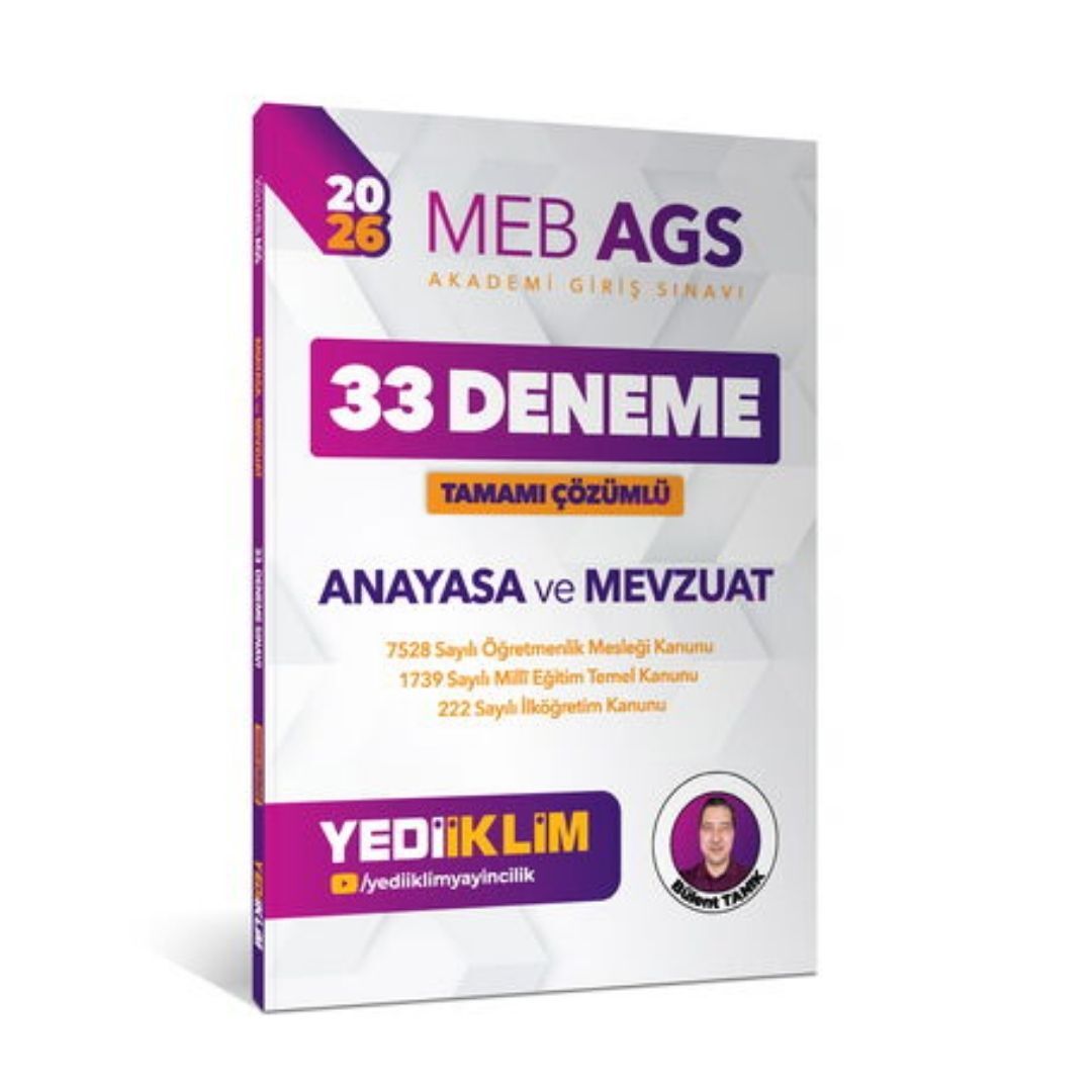 2026 MEB AGS Anayasa ve Mevzuat Tamamı Çözümlü 33 Deneme Yediiklim Yayınları