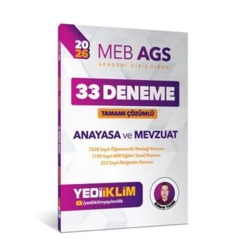 2026 MEB AGS Anayasa ve Mevzuat Tamamı Çözümlü 33 Deneme Yediiklim Yayınları