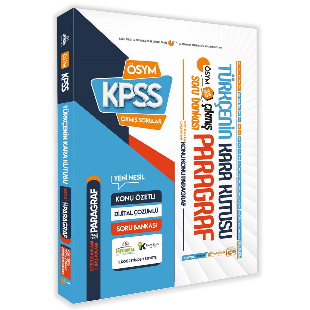 KPSS Önlisans/Ortaöğretim Türkçenin Kara Kutusu PARAGRAF-Sözcük-Cümle Anlamı En Kapsamlı Çıkmış Soru Bankası İnformal Yayınları