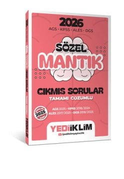Yediiklim Yayınları 2026 AGS KPSS ALES DGS Sözel Mantık Tamamı Çözümlü Çıkmış Sorular