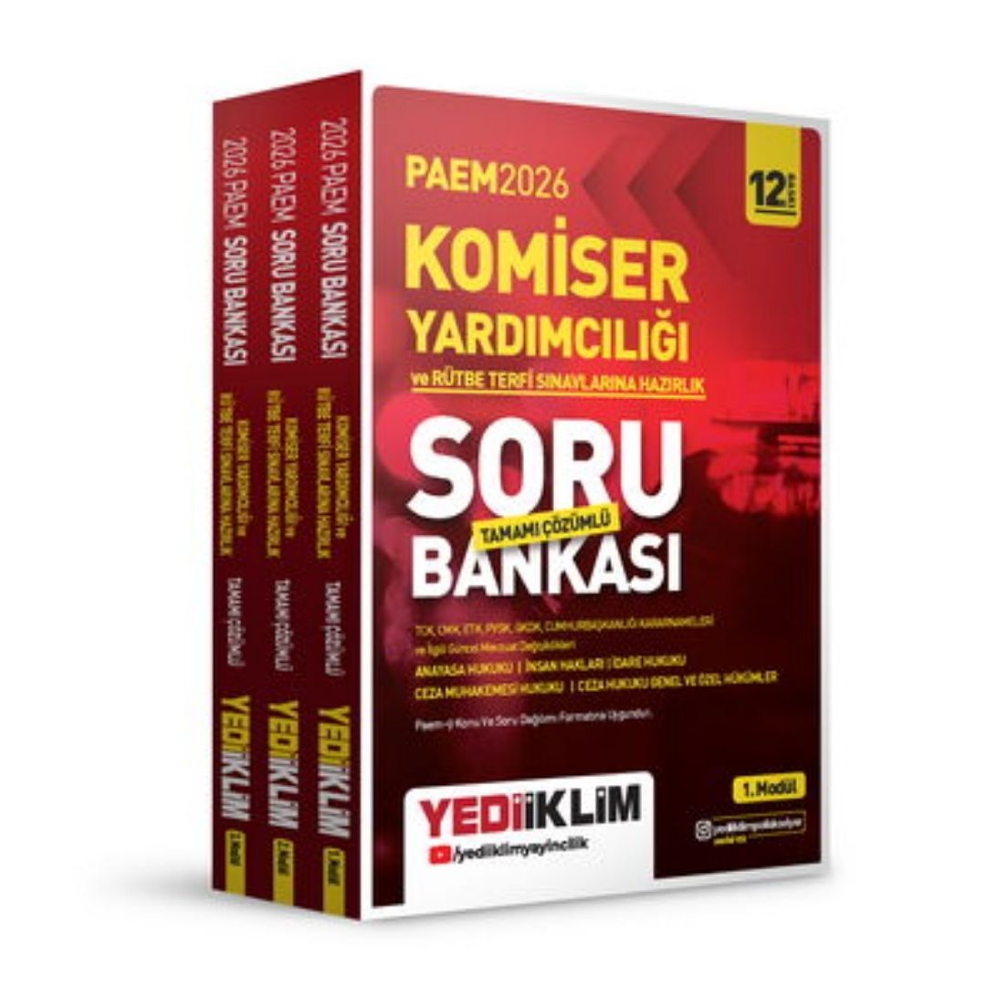 2026 PAEM Komiser Yardımcılığı ve Rütbe Terfi Sınavlarına Hazırlık Modüler Set Tamamı Çözümlü Soru Bankası 3 Modül Yediiklim Yayınları