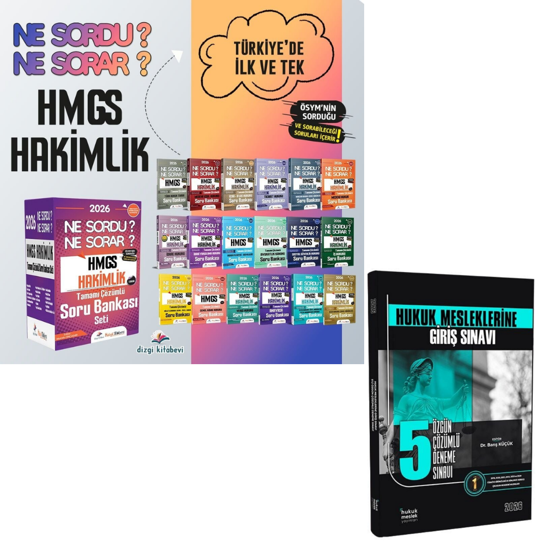 Dizgi Kitap 2026 Hukuk Atölyesi HMGS Hakimlik Ne Sordu Ne Sorar Soru Bankası Seti & HMGS 5 Özgün Deneme Çözümlü İlken Yayınları 2'li Set