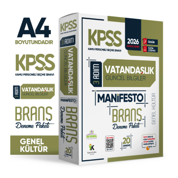 2026 KPSS Önlisans-Ortaöğretim 3 Adım Vatandaşlık Manifesto 20li Dijital Çözümlü Branş Deneme Paketi İnformal Yayınları