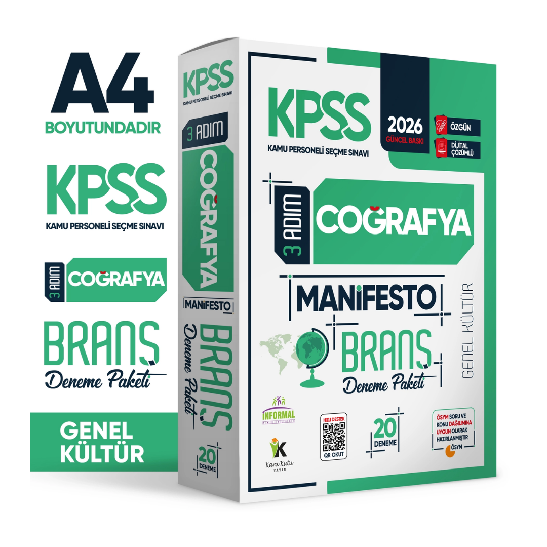 2026 KPSS Ön Lisans-Ortaöğretim 3 Adım Coğrafya Manifesto 20li Dijital Çözümlü Branş Deneme Paketi İnformal Yayınları