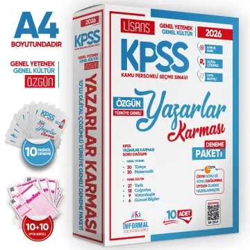 İnformal Yayınları 2026 KPSS Lisans Yazarlar Karması GY-GK Türkiye Geneli Kurumsal 10lu Deneme Paketi Dijital Çözümlü