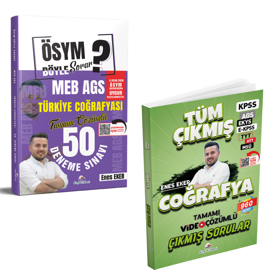 Dizgi Kitap ÖSYM Böyle Sorar 2026 MEB AGS Türkiye Coğrafyası 50 Deneme Sınavı & Dizgi Kitap 2026 Coğrafya Tüm Sınavlar Çıkmış Sorular Enes Eker Seti