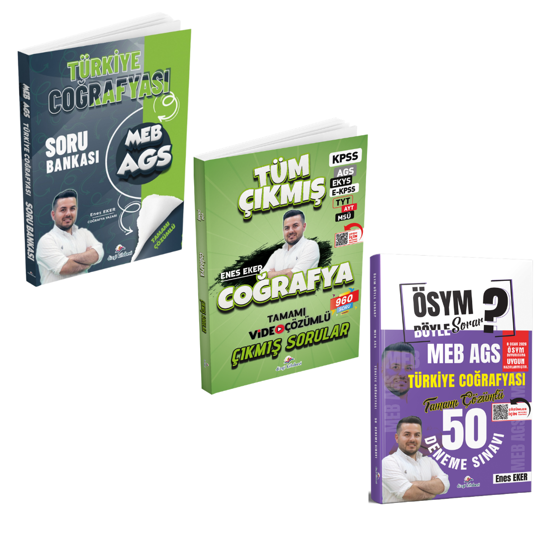 Dizgi Kitap 2026 MEB AGS Türkiye Coğrafyası Soru Bankası  & MEB AGS Türkiye Coğrafyası Çıkmış Sorular & MEB AGS Türkiye Coğrafyası Deneme Enes Eker Seti