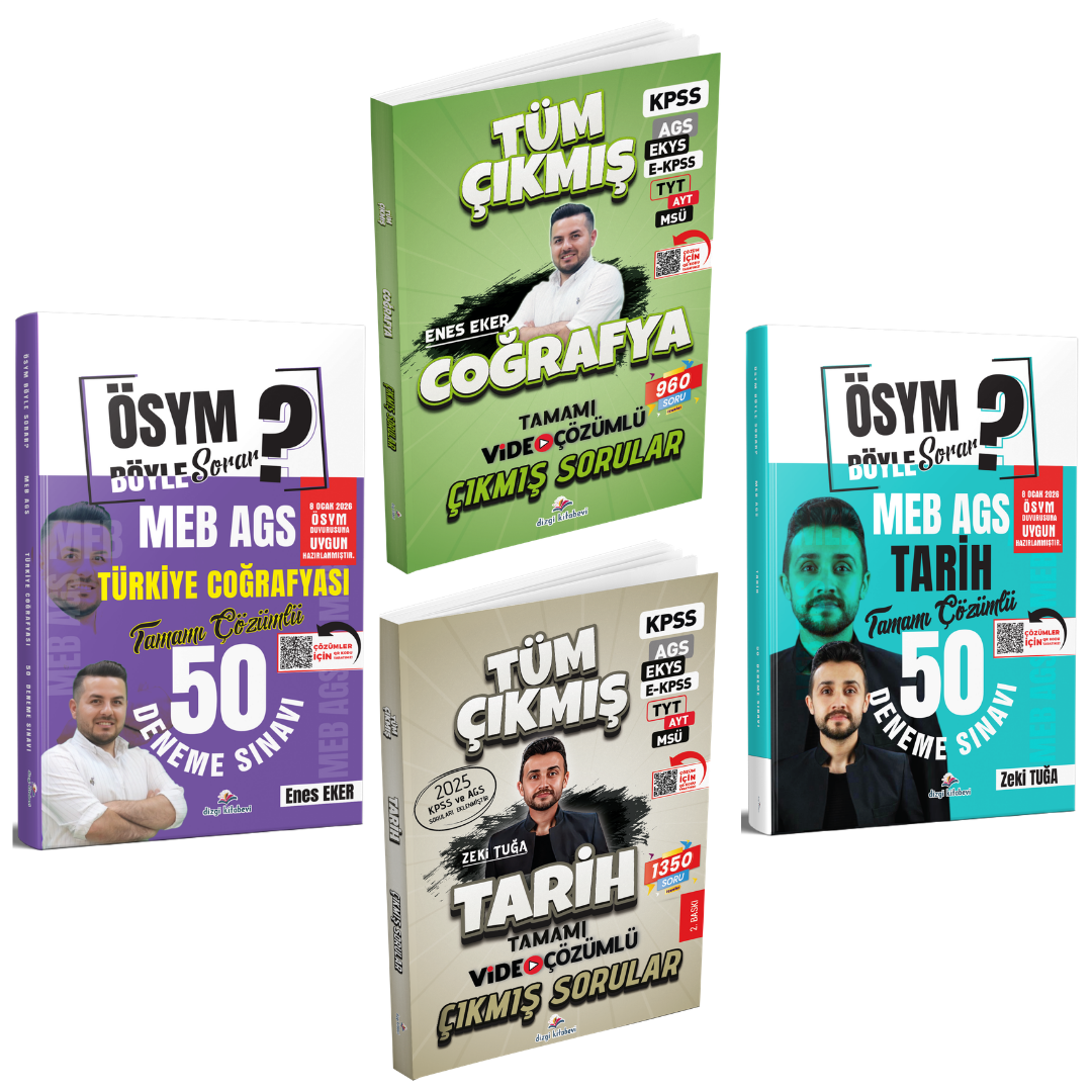 Dizgi Kitap 2026 Coğrafya Tüm Sınavlar Çıkmış Sorular & MEB AGS Türkiye Coğrafyası 50 Deneme & Tarih Tüm Sınavlar Çıkmış Sorular  & MEB AGS Tarih 50 Deneme Seti
