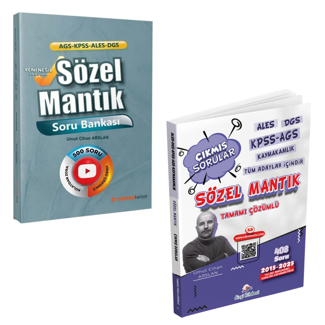 KPSS AGS ALES DGS  Kaymakamlık Tüm Adaylar İçin Sözel Mantık Soru Bankası ve Çıkmış Sorular 2'li Set Umut Cihan Arslan