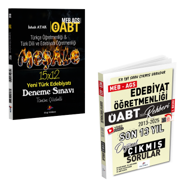 Dizgi Kitap 2026 MEB-AGS ÖABT Meşale Türkçe Öğretmenliği-Türk Dili ve Edebiyatı Öğretmenliği Yeni Türk Edebiyatı 15 Deneme ve Türk Dili ve Edebiyatı Öğretmenliği Son 13 Yıl Orijinal Çıkmış Sınav Soruları Seti