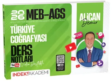 İndeks Akademi Yayıncılık 2026 MEB-AGS Türkiye Coğrafyası Video Ders Notları Alican Demir