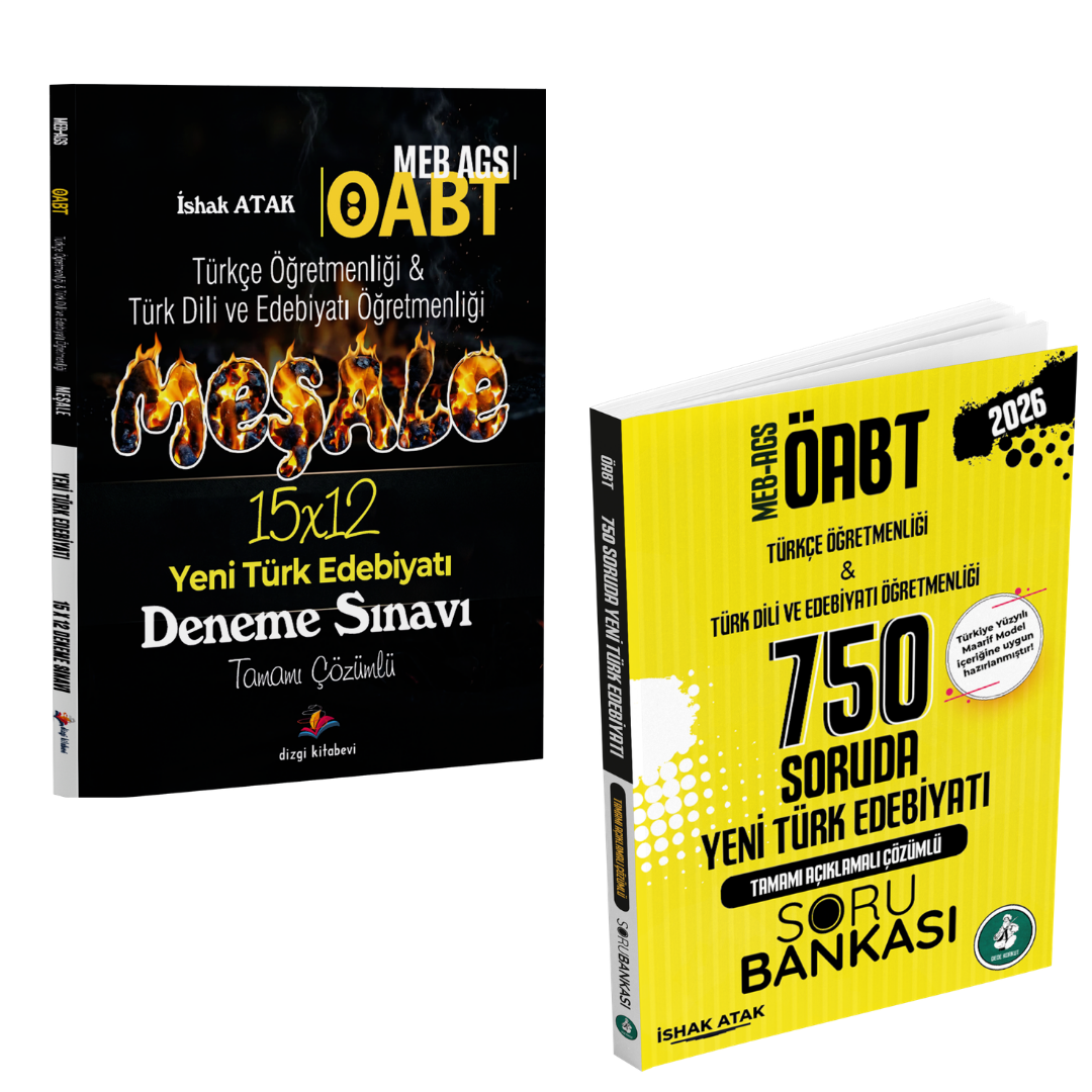 Dizgi Kitap 2026 Meb Ags ÖABT Meşale Türkçe Öğretmenliği - Türk Dili ve Edebiyatı Öğretmenliği Deneme & Meb Ags ÖABT 750 Soruda Yeni Türk Edebiyatı Soru Bankası İshak Atak - Atak Yayınları Seti