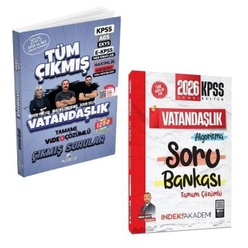 Dizgi Kitap 2026 Vatandaşlık Tüm Sınavlar Tamamı Video Çözümlü Çıkmış Sorular ve İndeks Akademi KPSS Vatandaşlık Algoritma Soru Bankası Çözümlü Seti