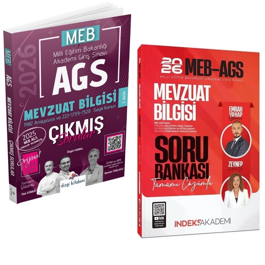 Dizgi Kitap 2026 MEB AGS Tamamı Video Çözümlü Mevzuat Bilgisi Çıkmış Sorular ve İndeks Akademi MEB-AGS Mevzuat Bilgisi Soru Bankası Çözümlü Seti