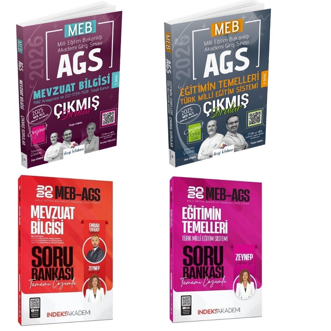 Dizgi Kitap 2026 MEB AGS Eğitimin Temelleri & Mevzuat Bilgisi Çıkmış Sorular ve İndeks Akademi Soru Bankası Seti