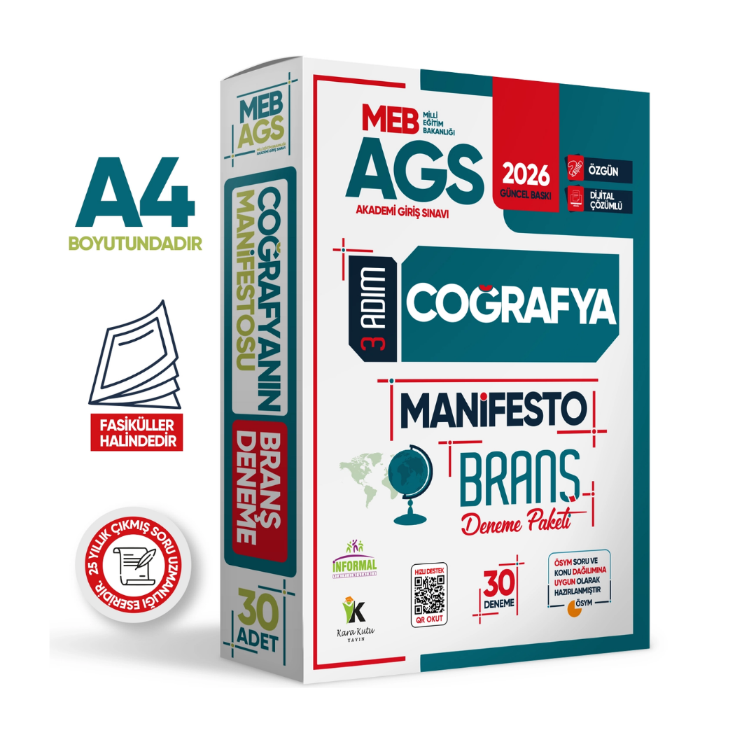 2026 MEB AGS Coğrafya Manifesto Branş Deneme PAKETİ 30lu (30x8) Fasikül SETİ Özgün Dijital Çözümlü İnformal Yayınları